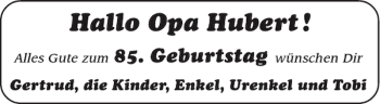 Glückwunschanzeige von Opa Hubert von Aachener Zeitung / Aachener Nachrichten