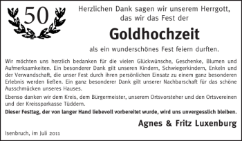 Glückwunschanzeige von Goldhochzeit  von Super Sonntag / Super Mittwoch