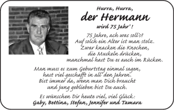 Glückwunschanzeige von der Hermann von Super Sonntag / Super Mittwoch