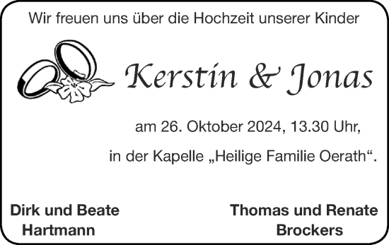 Glückwunschanzeige von Kerstin und Jonas  von Zeitung am Sonntag