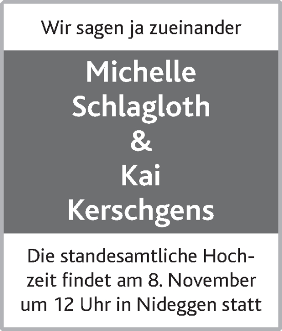 Glückwunschanzeige von Michelle und Kai  von Zeitung am Sonntag