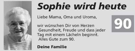 Glückwunschanzeige von Sophie  von Aachener Zeitung