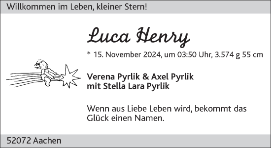 Glückwunschanzeige von Luca  Henry von Aachener Zeitung