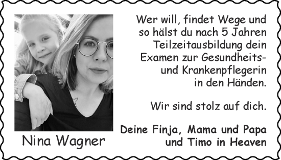 Glückwunschanzeige von Nina Wagner von Zeitung am Sonntag