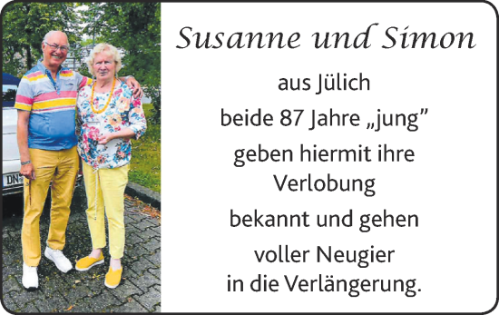 Glückwunschanzeige von Susanne und Simon  von Zeitung am Sonntag