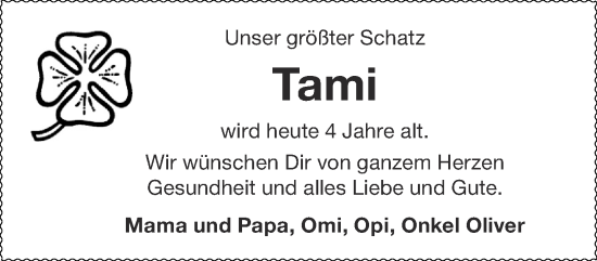 Glückwunschanzeige von Tami  von Aachener Zeitung