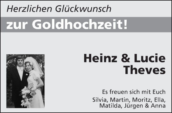 Glückwunschanzeige von Heinz und Lucie Theves von Aachener Zeitung