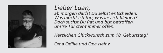 Glückwunschanzeige von Luan  von Aachener Zeitung