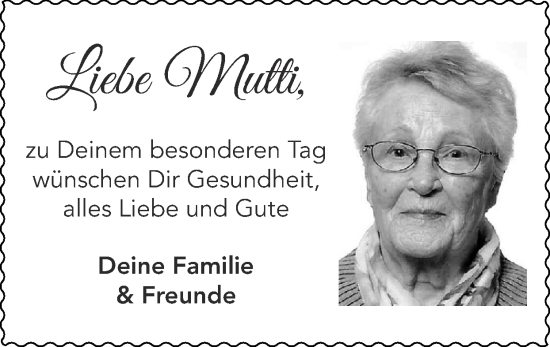 Glückwunschanzeige von Mutti  von Zeitung am Sonntag