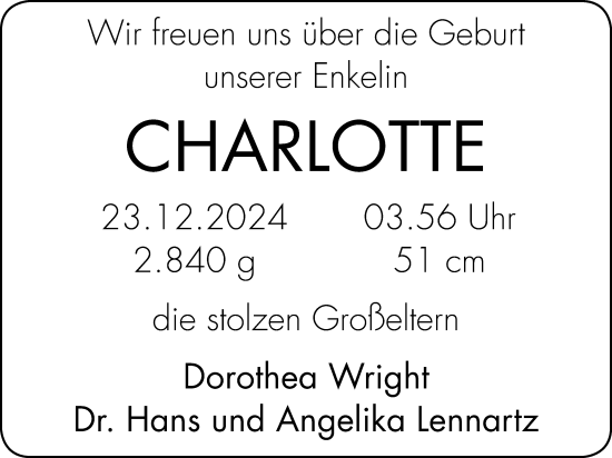 Glückwunschanzeige von Charlotte  von Zeitung am Sonntag