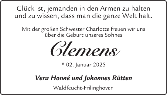 Glückwunschanzeige von Clemens  von Zeitung am Sonntag