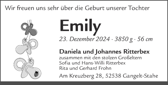 Glückwunschanzeige von Emily  von Zeitung am Sonntag