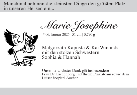 Glückwunschanzeige von Marie Josephine  von Zeitung am Sonntag