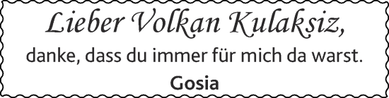 Glückwunschanzeige von Volkan Kulaksiz von Zeitung am Sonntag